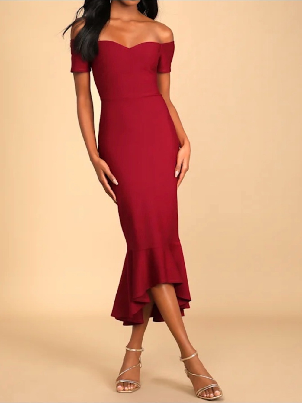 How Much I Care Off-the-Shoulder Midi Dress